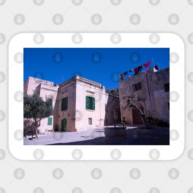 Mdina, Malta, Square Sticker by Graz-Photos